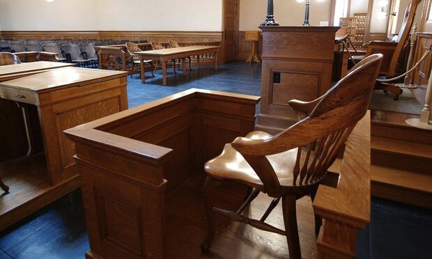 A witness box for arraigning suspects